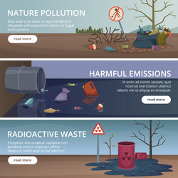 waste nature banners toxic trash in rivers vector