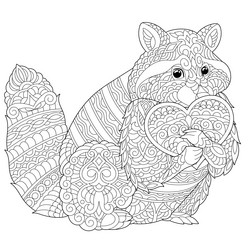 Zentangle Raccoon Coloring Page