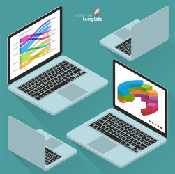 Flat 3d isometric workspace concept with laptop Vector Image
