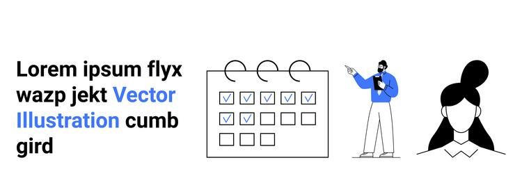 man presenting checklist with calendar interface vector image