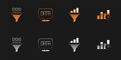 set binary code data analysis sales funnel vector image