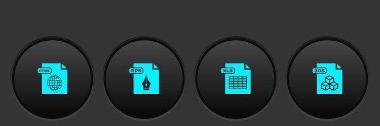 set html file document eps xls and 3ds icon vector image