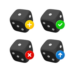 dice icon set with different pictograms 3d icons vector