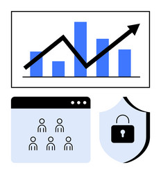 data growth chart user interface and security vector image