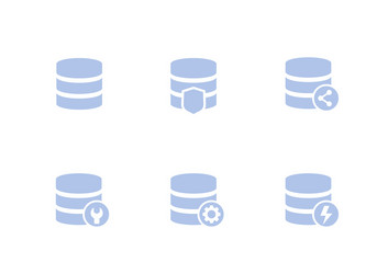 database data storage icons set vector image
