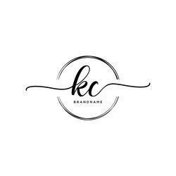 Kc initial handwriting logo with circle template Vector Image