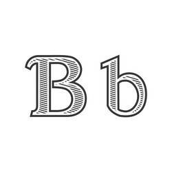 Font tattoo engraving letter b with shading vector