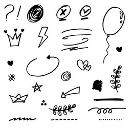 hand drawn set elements black on white vector