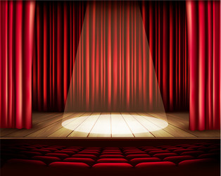 Theater Stage with Red Curtain Vector Image