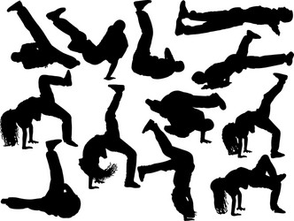 Breakdance Silhouettes Vector Image