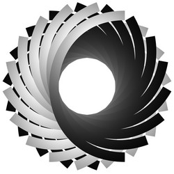 circular cyclic spiral vortex element grayscale vector image