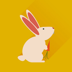 flat web icon with long shadow rabbit carrot vector image