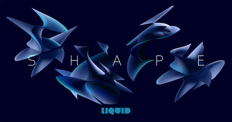 set of 3d monochrome dynamic forms abstract dark vector image