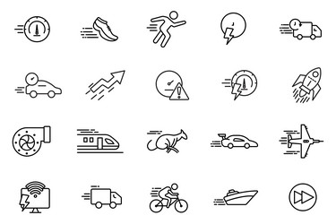 speed icon set speedometer running fast vector image