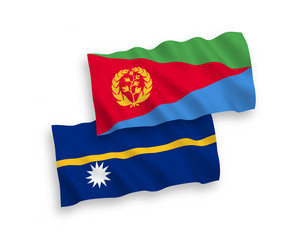flags of eritrea and nauru are fluttering vector image