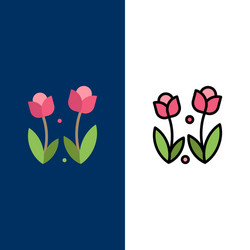 flora flower nature rose spring icons flat vector