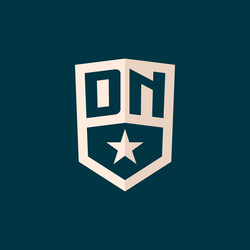 initial dn logo star shield symbol with simple vector image