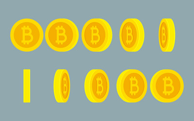 Rotating Bitcoin Animation Sprite Sheet vector image