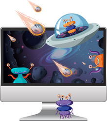 space scene on computer desktop background vector image