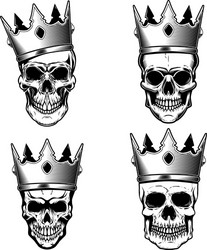 Skull with King Crown - Dark Art Vector Image
