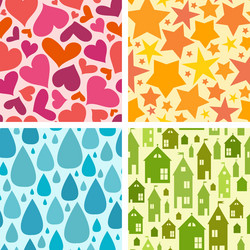 Set of four colorful seamless patterns background vector