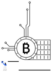 bitcoin structure with blockchain grid and tech vector image