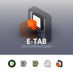 e-tab icon in different style vector