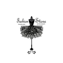 Fashion store logo design with dress on hanger vector