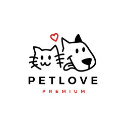 Pet Love Logo - Dog & Cat Vector Image