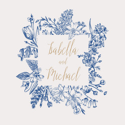 Vintage Floral Wedding Invitation Vector Image