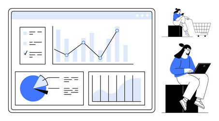 interactive data dashboard with business analytics vector image