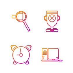 Set line computer monitor with keyboard and mouse vector