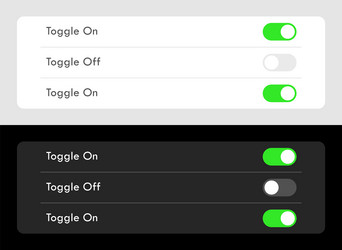 toggle on off switch buttons dark and light ui vector image