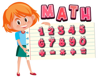 counting number 0 to 9 and math symbols vector image