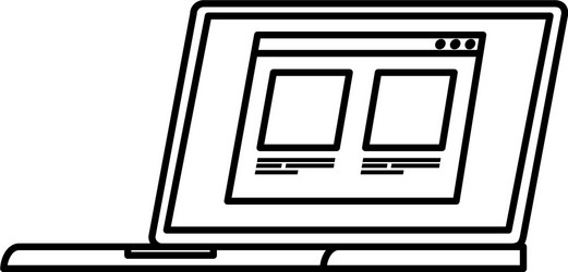 laptop computer with web page line style icon vector image