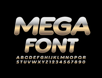 reflective silver mega font metal alphabet Vector Image