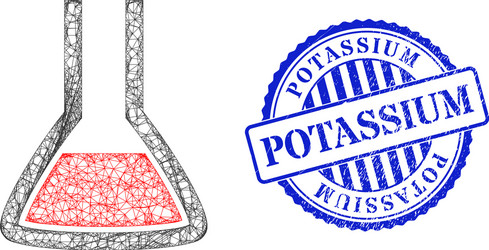 scratched potassium badge and net chemical flask vector image
