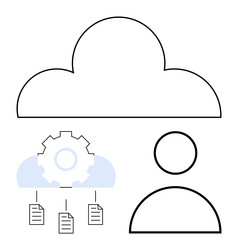cloud computing with user file sharing and gear vector image