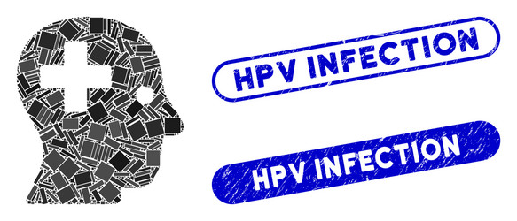 rectangle mosaic plus head with scratched hpv vector image