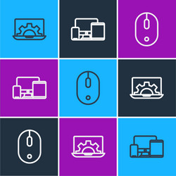 set line web development computer mouse vector image