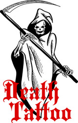 spooky skeleton in cape with scythe sketch symbol Vector Image