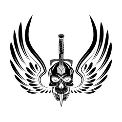 Skull wings dagger 0001 vector