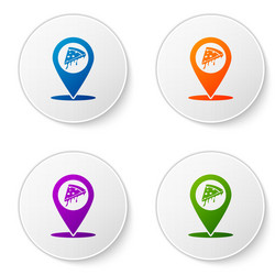 color map pointer with fast food slice pizza icon vector image