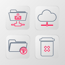 Set line trash can unknown directory network vector