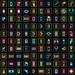 smartphone 100 icons universal set for web and ui vector image