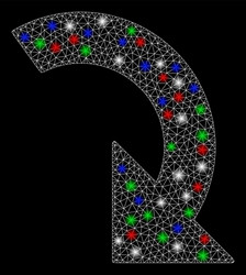 Bright mesh network rotate right with flash spots vector