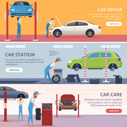 car service banners mechanic workshop repair auto vector