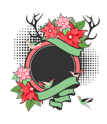 christmas flowers frame Vector Image
