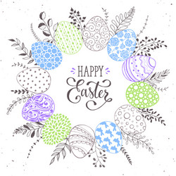 Floral Easter Wreath Vector Image