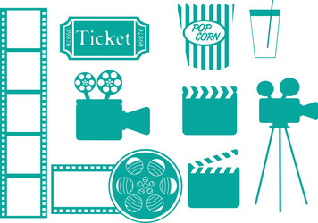 Green cinema icons isolated over white background vector